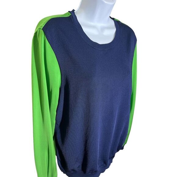 3.1 Phillip Lim For Target Navy Blue Green Colorblock Sweater Women's Size L - Picture 2 of 5